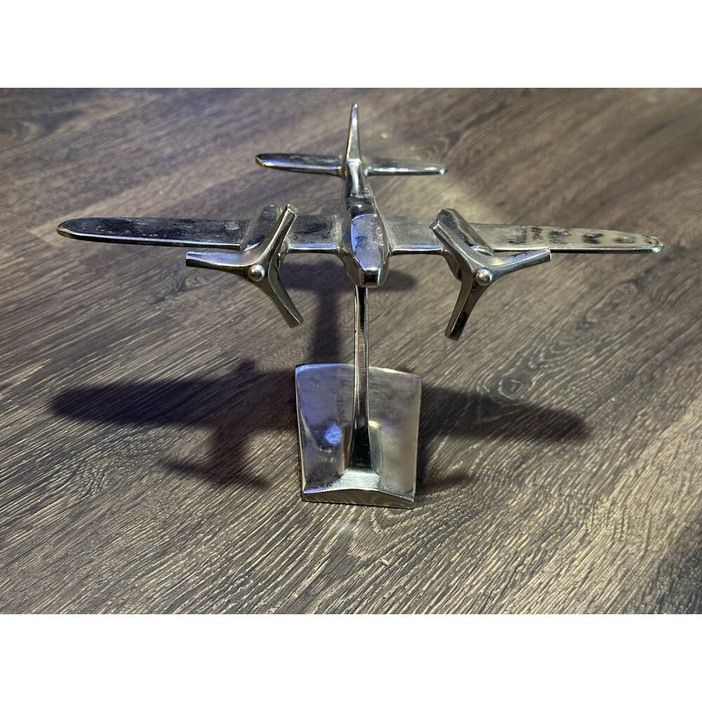 POTTERYBARN Aluminum Cast Polished Airplane Spinning Propellers Sculpture Desk